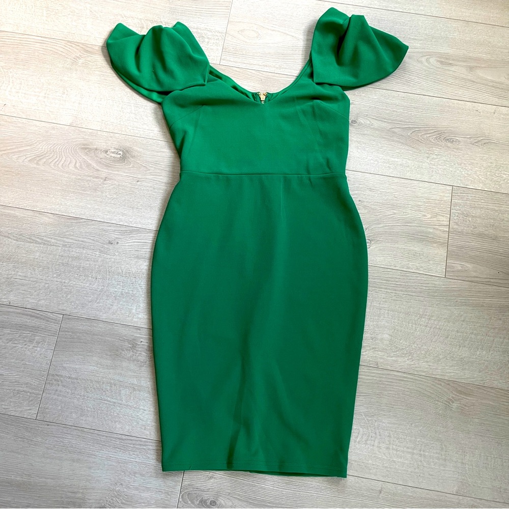 green midi fitted dress size L